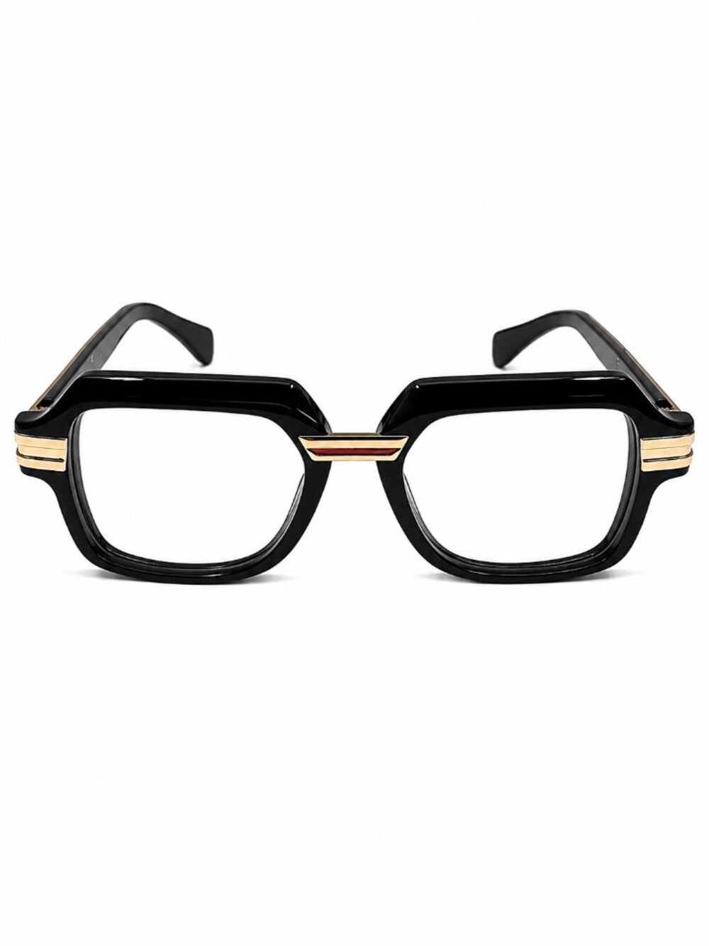 Black and Gold Geometric 55-17-142 Eyeglass Frames - Picture 7 of 10